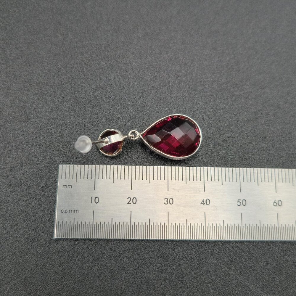 Sterling Silver Faceted Red Glass Handmade Earrings A6484 - Picture 6 of 7